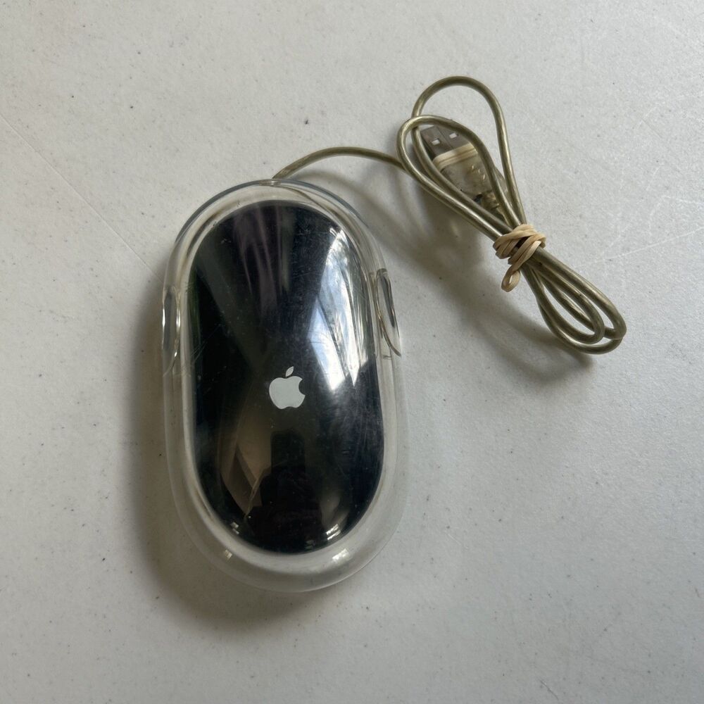 Apple Pro Mouse USB Clear Black for iMac Power G3 G4 M5769 M7697ZM/A Tested